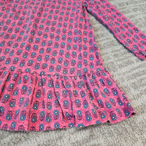 Tea Collection floral long sleeve ruffle dress pink blue cotton size 4 - Picture 4 of 9